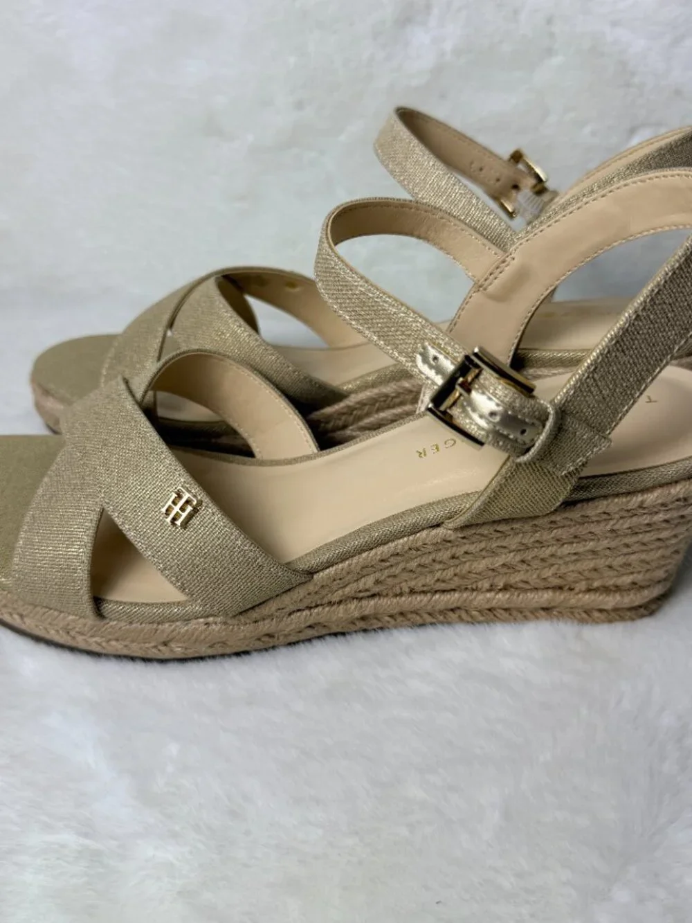 Tommy Hilfiger Genea Gold Shimmer Espadrille Wedges